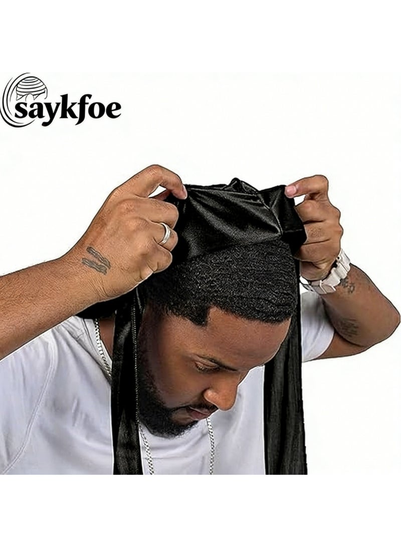 saykfoe 1Pc Silky Durag Pack for Men Women Waves, Premium Satin Deluxe Du-rag - Image 2